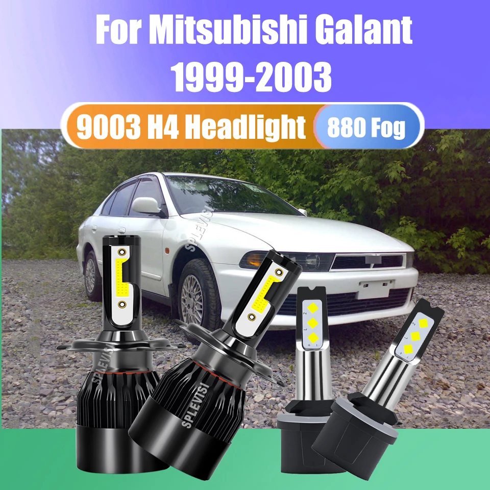 H4 880 LED Headlight High Low Beam Foglamp -with Easy Plug-and-Play Setup For Mitsubishi Galant 1999 2000 2001 2002 2003