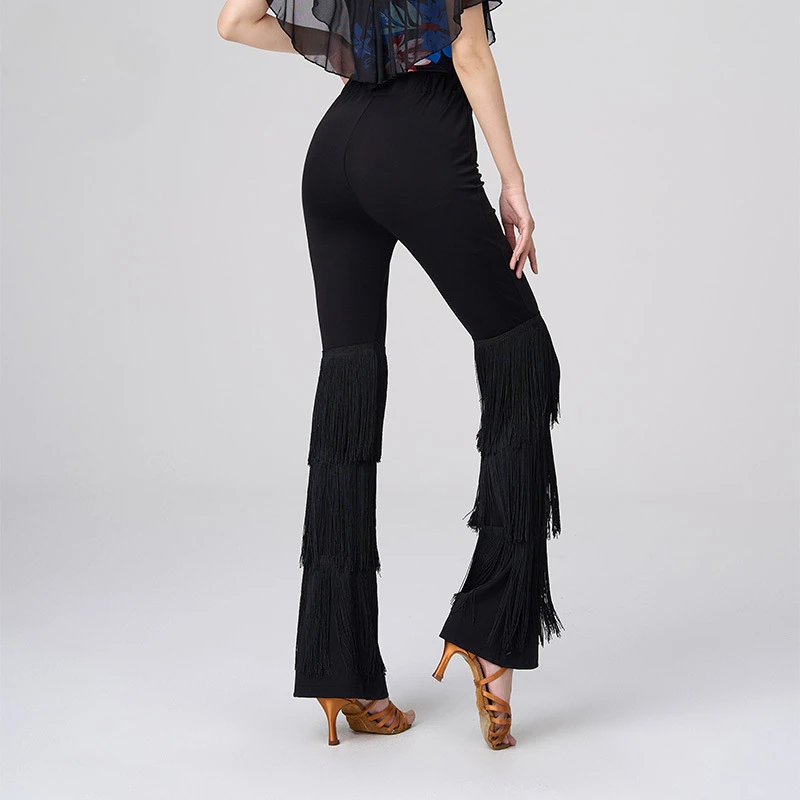 سراويل الرقص اللاتينية النسائية هامش قاعة الرقص شرابة التانغو السالسا ملابس الرقص ممارسة الأداء السراويل شرابة السراويل الرقص اللاتينية