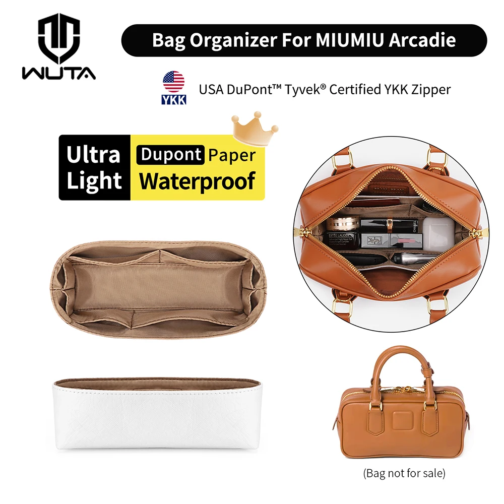 WUTA Inner Bag Insert Organizer Dupont Paper for MiuMiu Tote Bag Handbag Travel Storage Cosmetics Bag Compartment Accessories