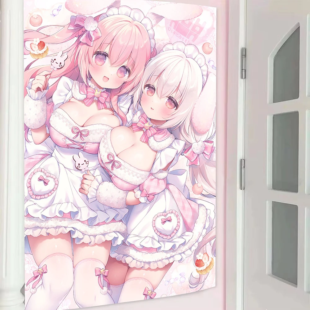 2D Girl Doujin Galgame Anime Tapestry Kawaii Room Decor Aesthetic Room Decor Room Decoration Items