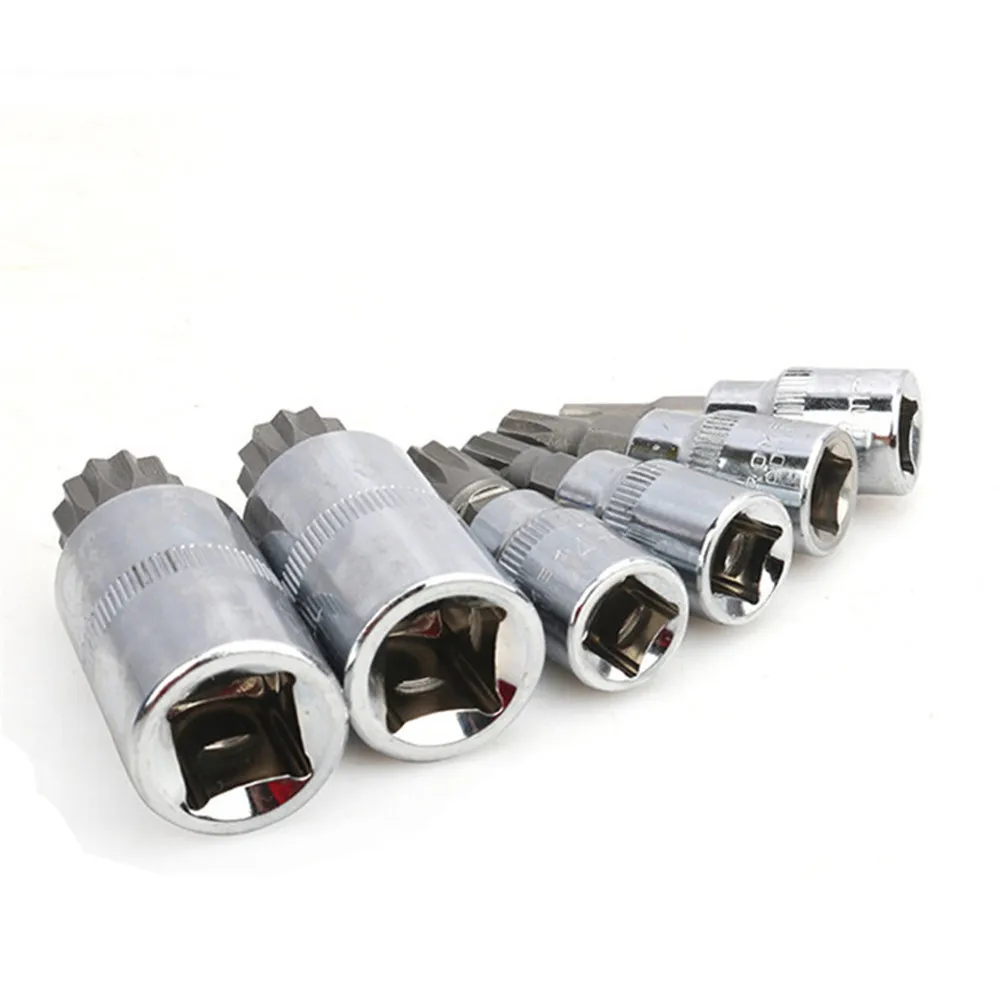 M4-M18 10PCS Professional Point Triple Square Spline Bit Socket Set Tamper Press Batch Sleeve Set Auto Repair Tools Screwdriver