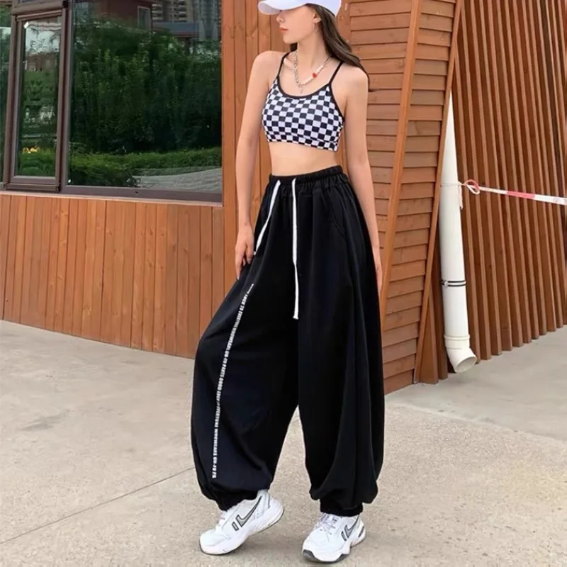 European American Style Women Pants High Waist Casual Drawstring Design Woman Trousers New Spring Summer 2024 Y2K Pants