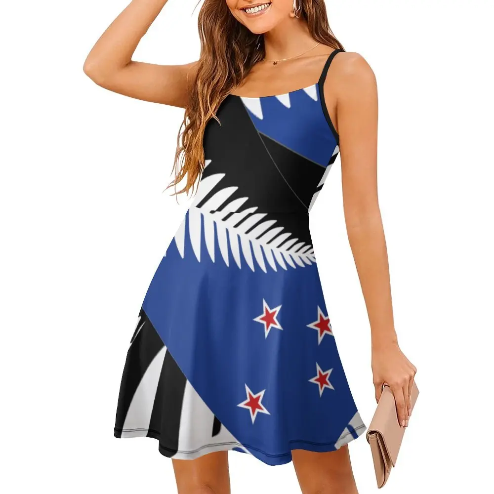 Vestido de tirantes con bandera de Nueva Zelanda para mujer, ropa Sexy única, vacaciones geniales, vestido de tirantes