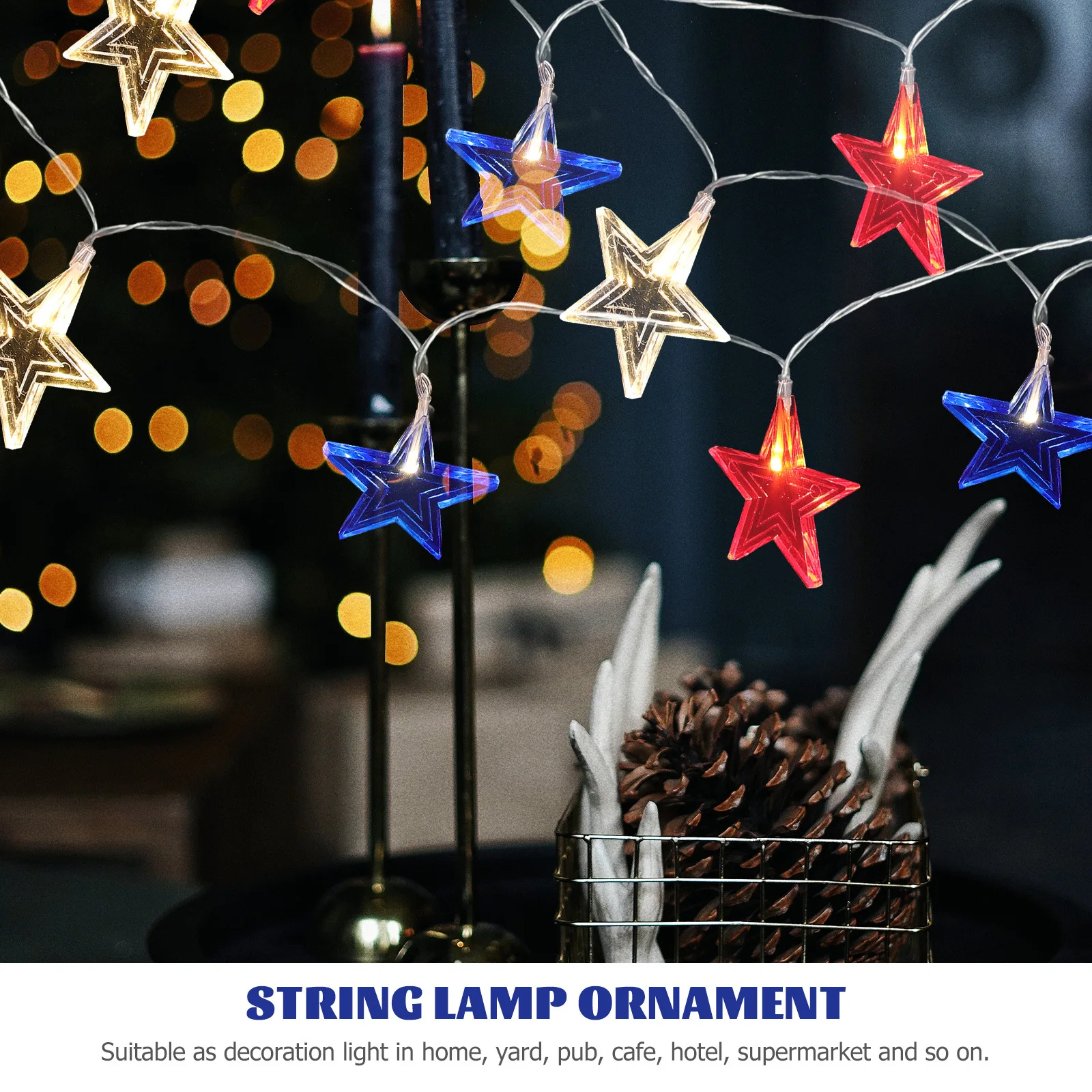 

Colorful Pentagram LED String Light for Fourth of July Patriotic Decor Outdoor Indoor Star Shaped Lamp Independence Day
