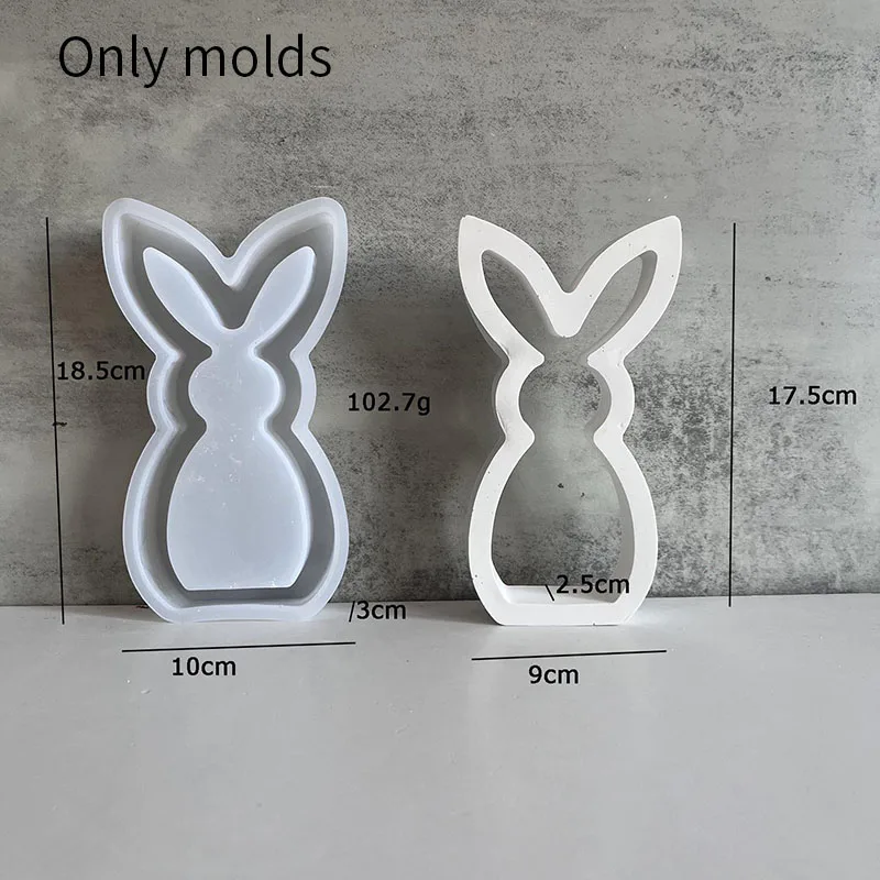 Easter Rabbit Candle Holder Plaster Mold Easter Ornament Hollow Bunny Candle Mold Cute Rabbit Shape Plaster Decoration Molds