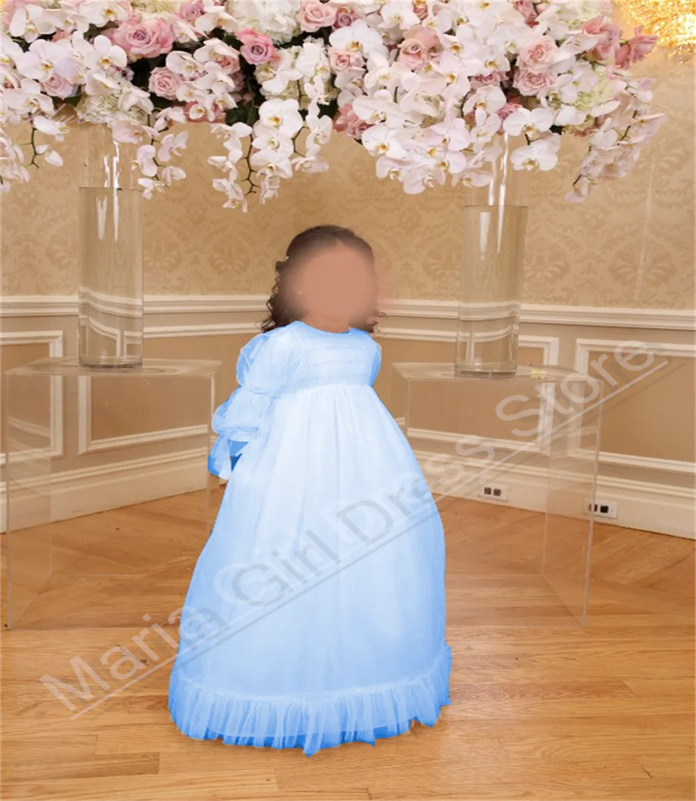 Vestido bonito de flores para niña, vestido de malla de media manga con cuello redondo, desfile de belleza, vestido de fiesta para niños, personalización esponjosa de primera comunión