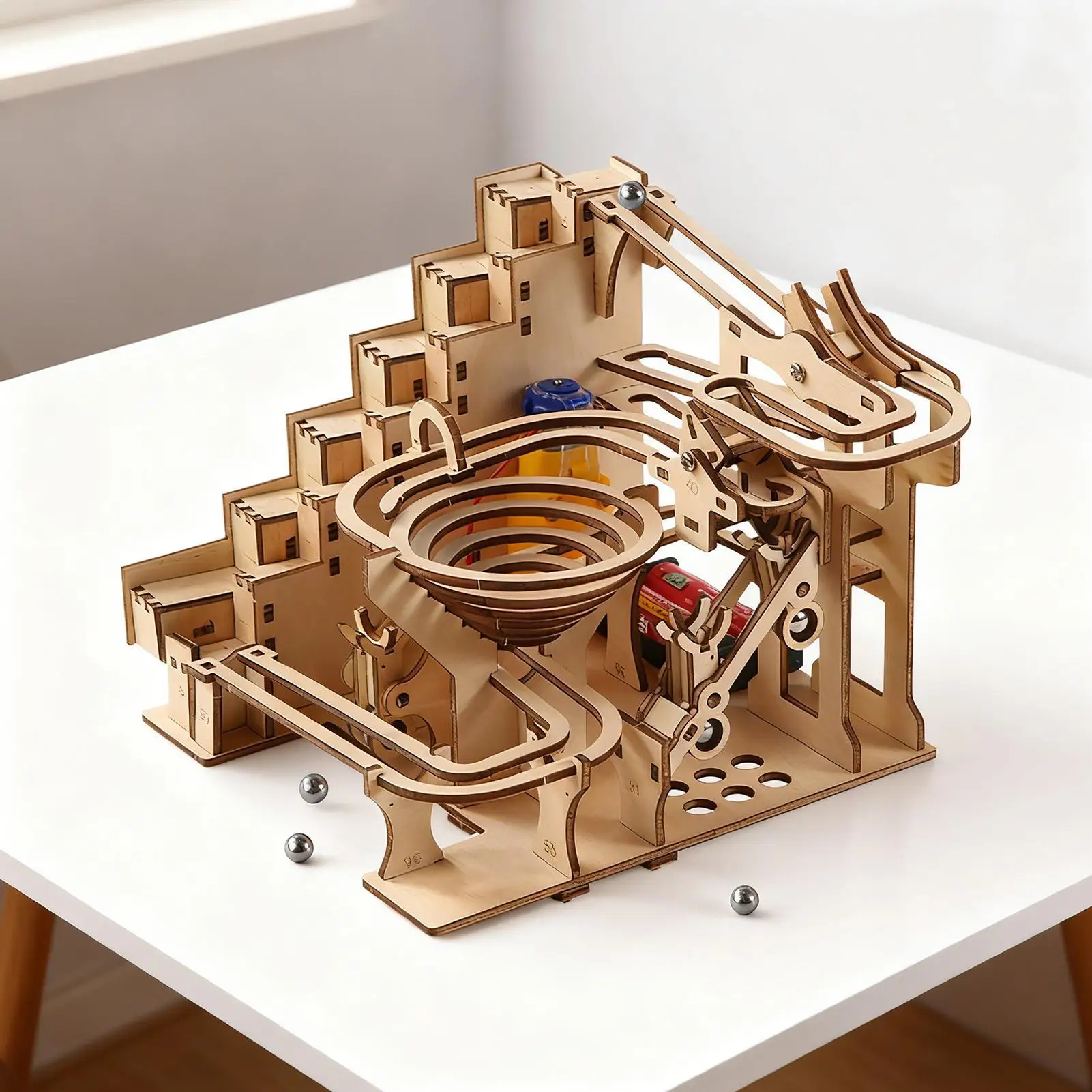 Rompecabezas de madera 3D, Mini juego de carrera de mármol, bricolaje, pista mecánica, modelo Manual, Kits de bloques de construcción, juguete para regalo para adolescentes y adultos