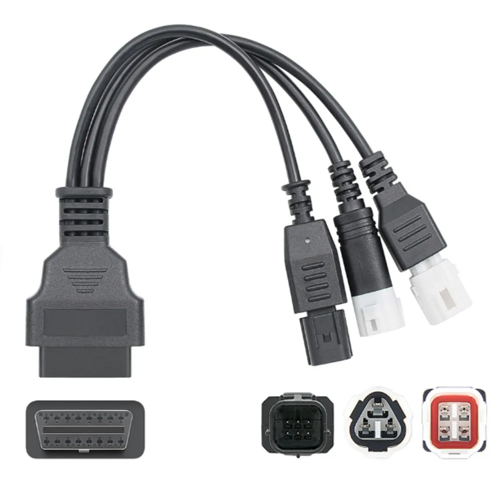 3 IN 1 Motorcycle OBD2 Adapter Cable For Yamaha 3Pin 4Pin For Honda 6Pin to OBDII 16Pin Motorbike Diagnostic Scanner Connection