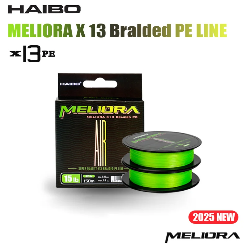 

HAIBO 2025 NEW MELIORA X 13 Braided PE Line 150m Fluorotec Coating HMPE Wear-resistant Smooth Multifilament Fishing Line