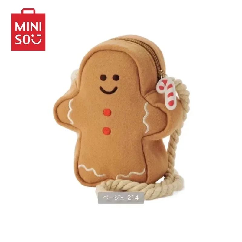 Japanese Korean Cartoon Cute Smiling Mr. Christmas New Year Bag Gingerbread Man Shoulder Crossed Mobile Phone Change Storage