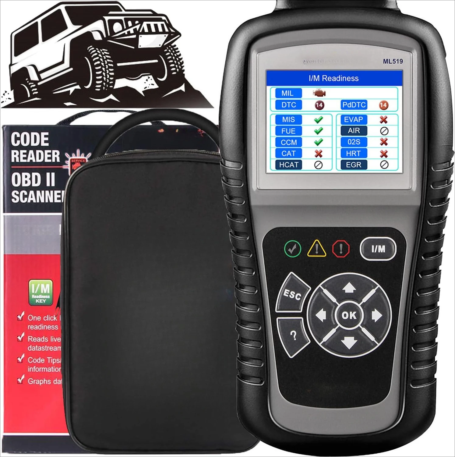 

Scanner [Same as AutoLink AL519], 2026 OBDII Diagnostic Scan Tool, Enhanced Mode 6 Fault Code Reader