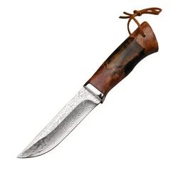 VG 10 Damascus Steel Fixed Blade Wooden Handle Hunting Camp Survival Tactics Straight Knife Outdoor EDC Tool