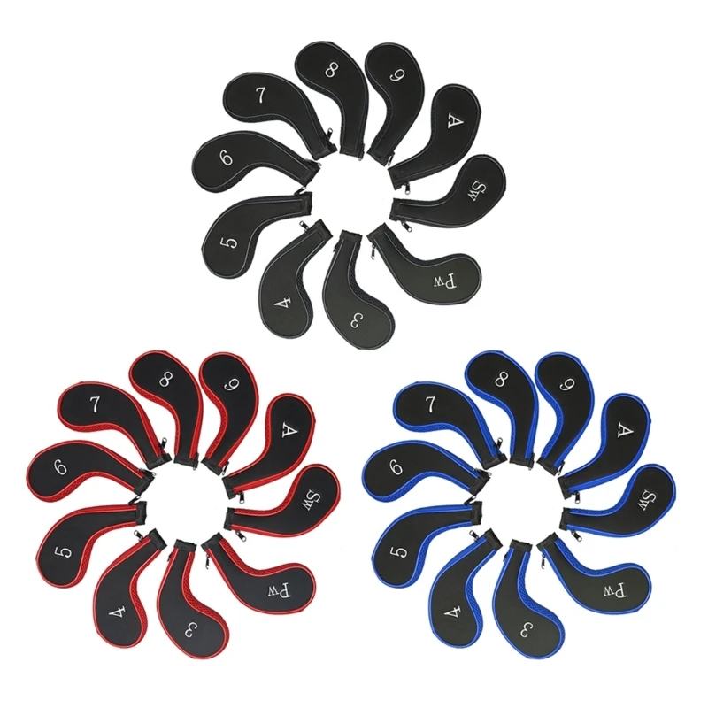 10Pcs Mesh Golf Iron Head Cover Golfs Club Headcover with Number Fit Most Brand