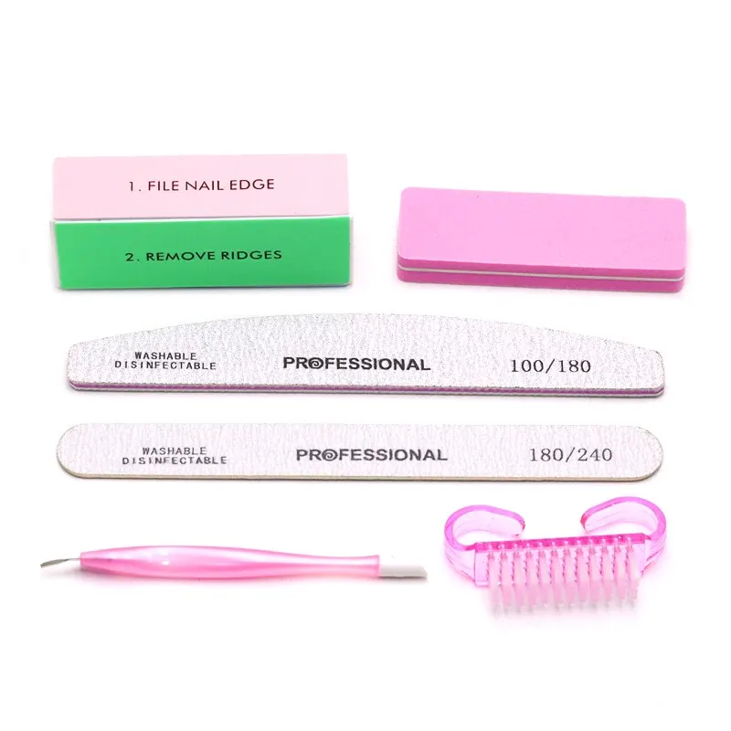 6 sztuk/zestaw profesjonalne pilniki do paznokci zestawy do Manicure polerowanie szlifowanie pilnik buforowy narzędzie do Pedicure odpychacz do skórek szczotki do paznokci akcesoria