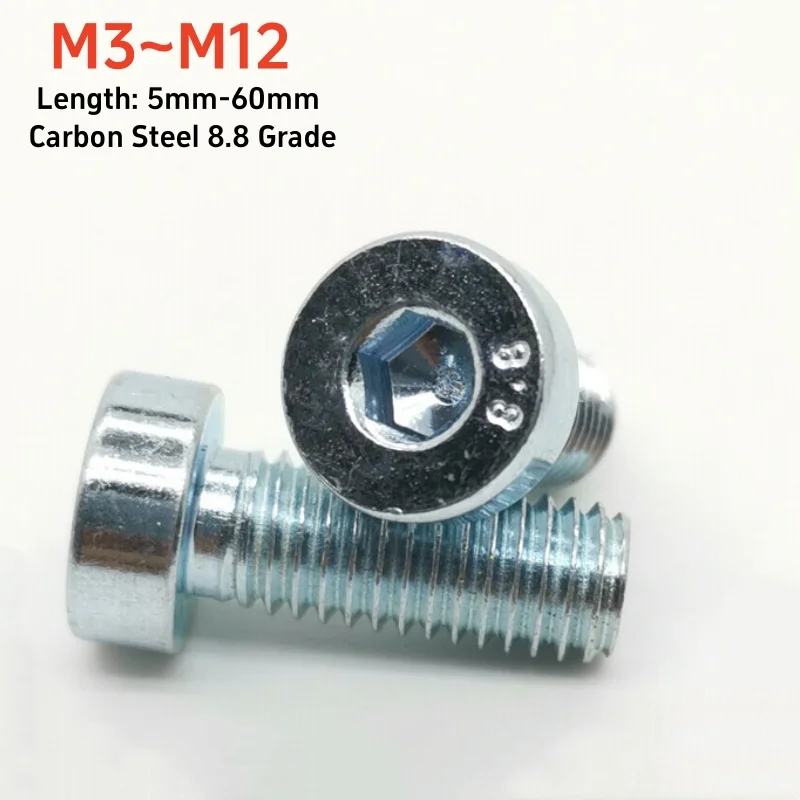 M3 M4 M5 M6 M8 M10 M12 Hex Hexagon Socket Thin Low Short Profile Head Allen Cap Bolt Screw DIN7984 Galvanized steel