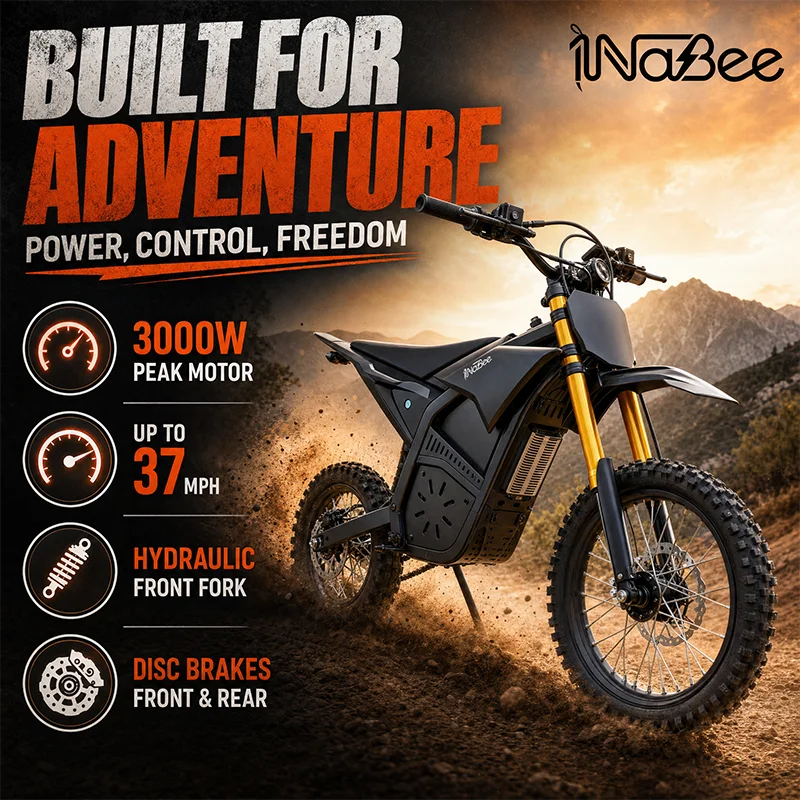 1NaBee STK-01 3000W Peak Electric Off-road Motorcycle 60V 20.8AH Hydraulic Brakes IPX5 Waterproof Dirt Bike for  Adult Riders