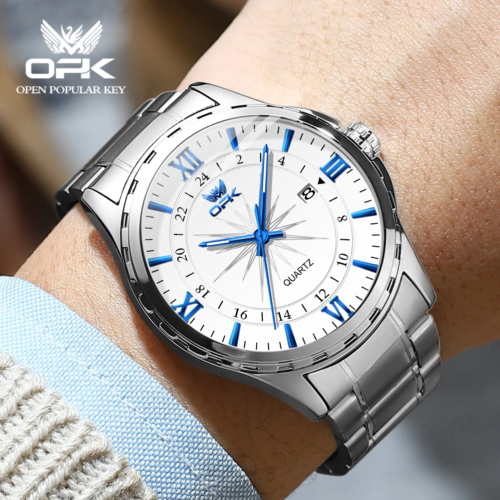 OPK Brand Steel Belt Dual Calendar Men's Quartz Watch 6003