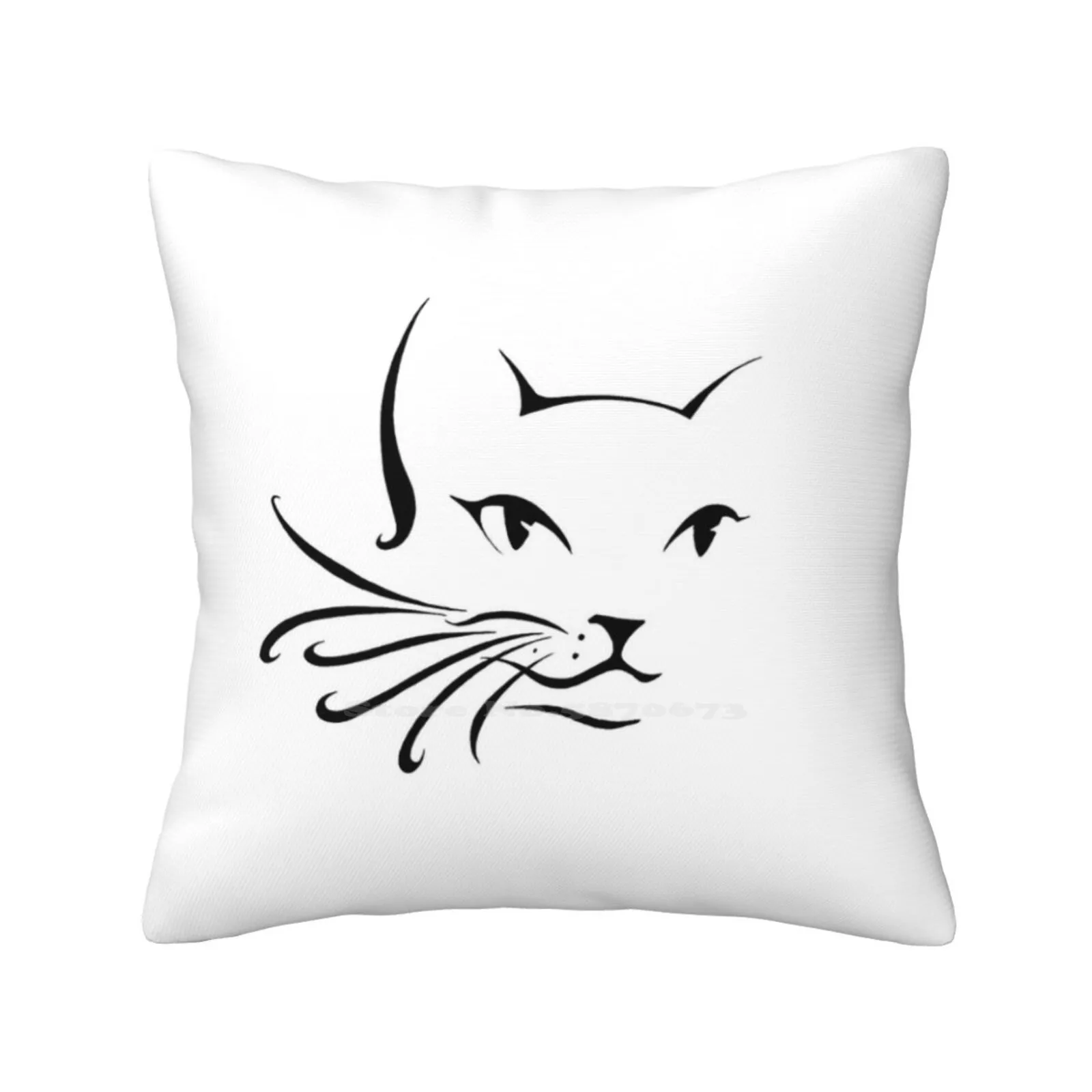 Cat Face Outline Cute Fancy Funny Cute Decor Square Pillowcase Cats Kitten Kitty Face Outline Caturday Cute Fancy Person