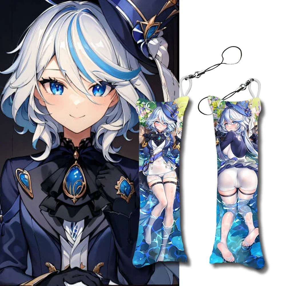 Genshin Impact Furina Mini Key Chains Dakimakura Keychain Cartoon Anime Body Mini Pillow Pendant Cute Gifts