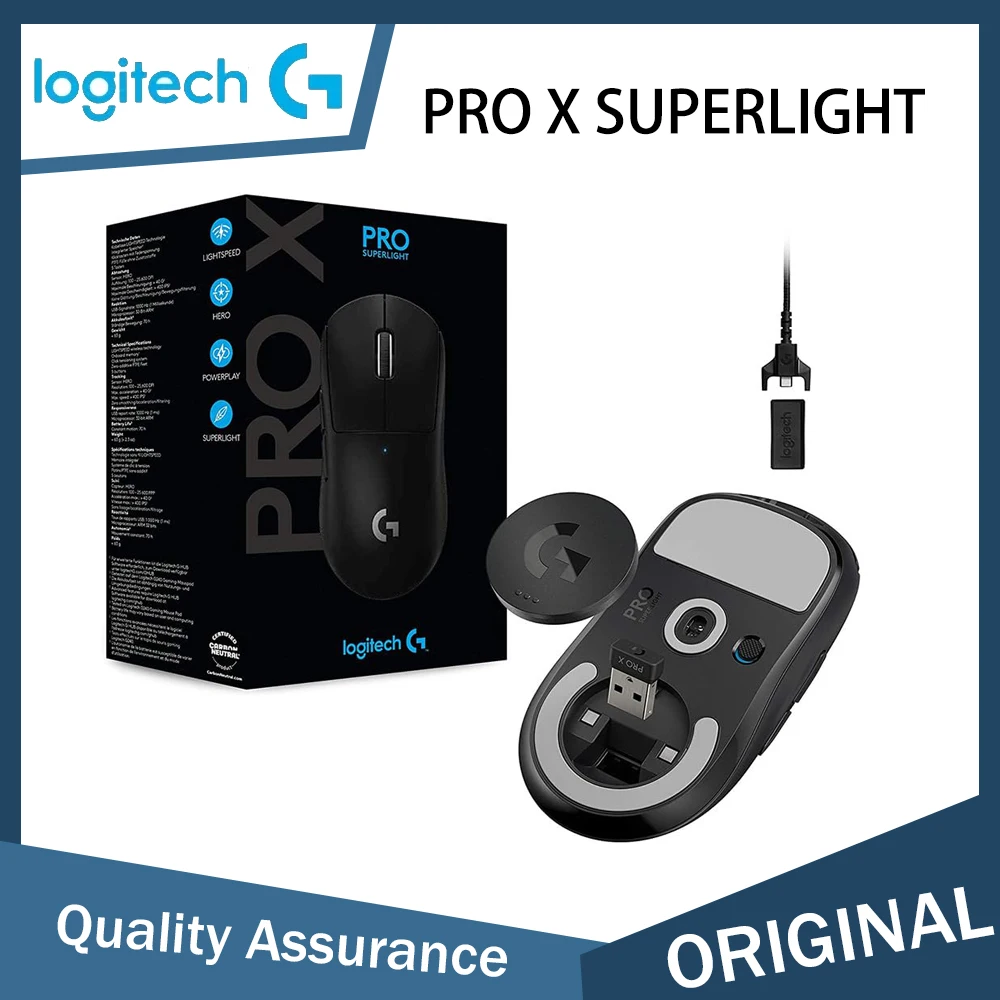 Оригинальная сверхлегкая беспроводная игровая мышь Logitech G PRO X 400 IPS, 25600 точек на дюйм, эргономичная механическая перезаряжаемая двойной режим