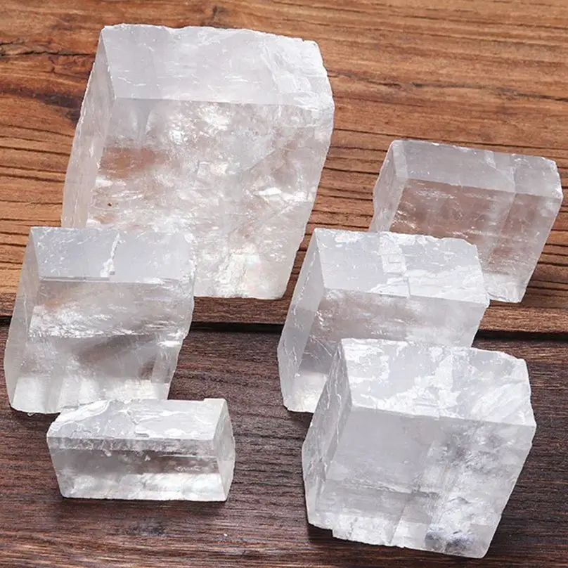 Natural Clear Optical Calcite Raw Cube Iceland Stone and Rough Crystal Minerals Healing Stones Witchcraft