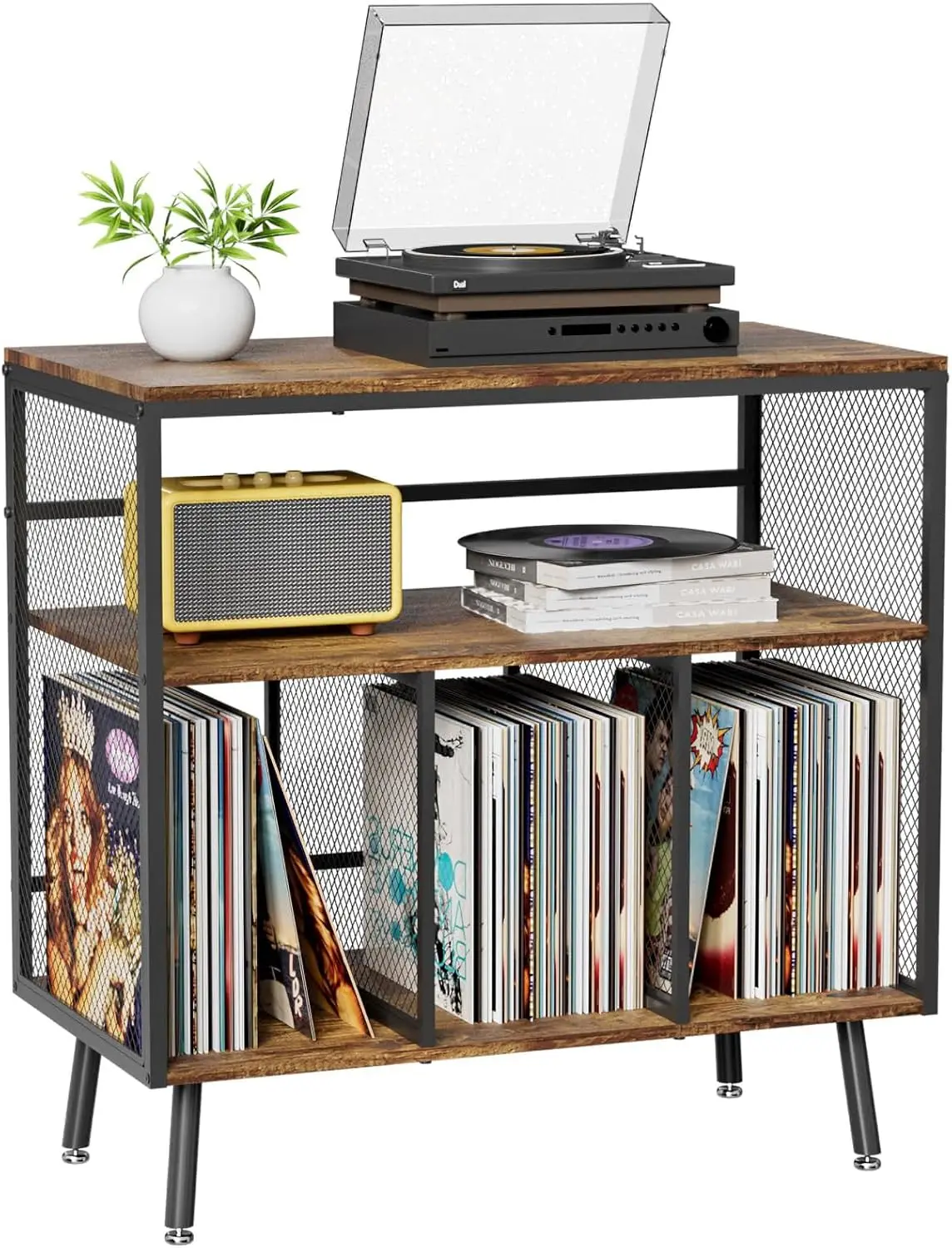 

3-Tier Turntable Stand with Vinyl Storage, Holds 220+ Albums, Large Record Player Table for Home Office