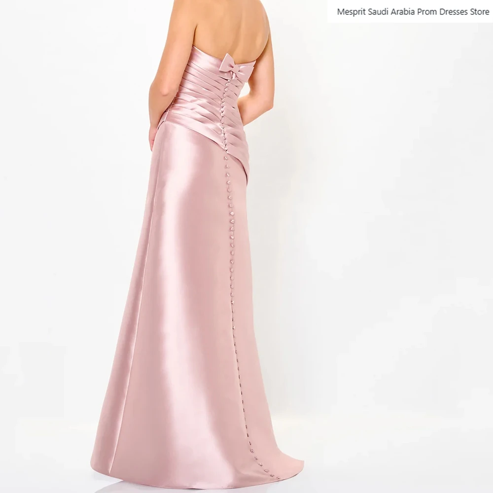 Women's Mermaid Evening Dresses Floor-length Strapless Sleeveless Prom Gown Fashion Backless Button Bow Pleat Customized Gowns