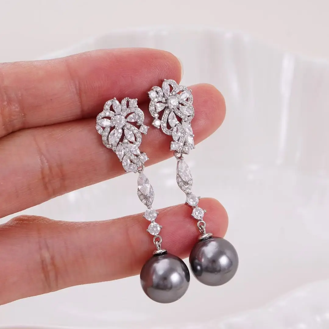 S925 Sterling Silver Earrings Base Findings Mountings Jewelry Mounts Fittings Accessories for 12-13mm Pearls