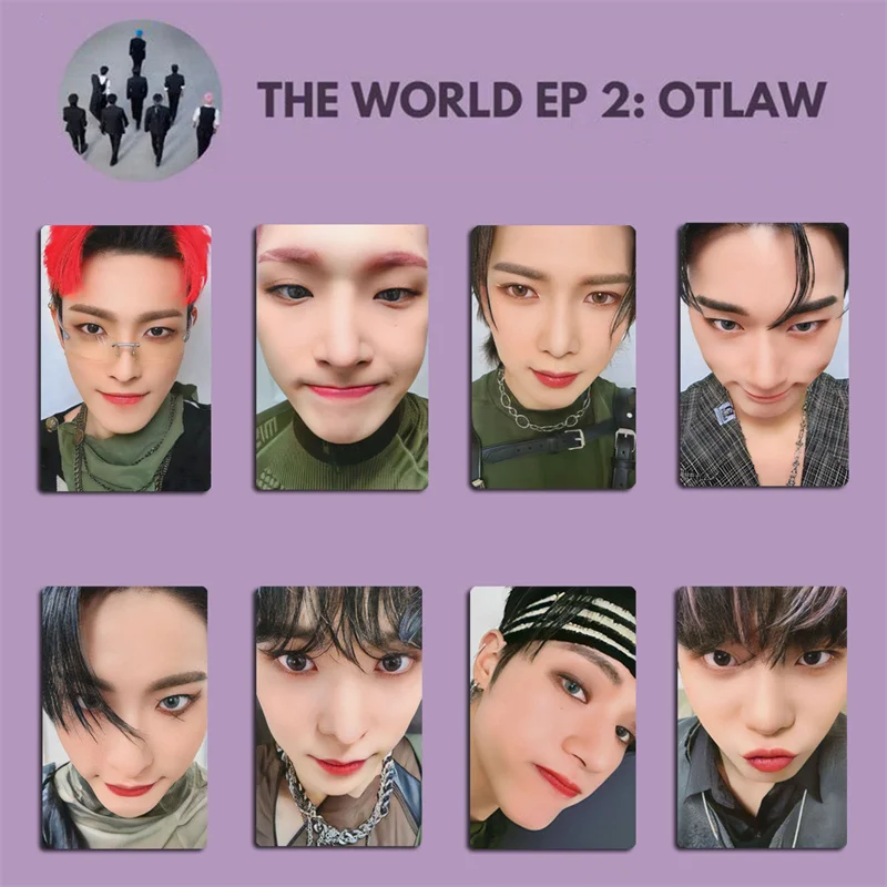 KPOP ATEEZ Boy THE WORLD OUTLAW 앨범 LOMO Hongjoong Seongha Yunho Younho Yoosang 얼굴 엽서 사진 카드, 8 개/세트