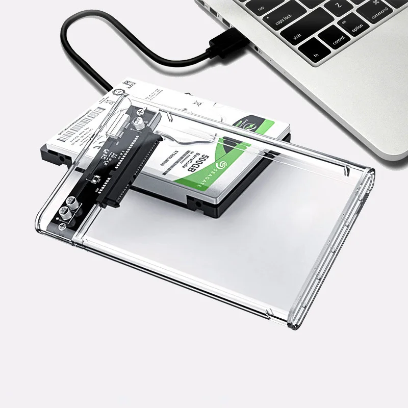 Transparent HDD Case HDD Enclosure 2.5 Inch SSD SATA To USB 3.1 Micro Type-C Adapter Portable External Hard Drive Box Tool-Free view 2
