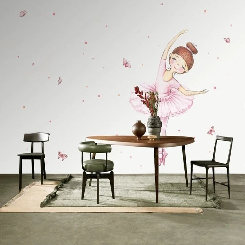 Custom Cartoon Girl Wall Mural Personalized Modern Wallpaper for Living Room Bedroom Home Interior Design Housewarming Gift