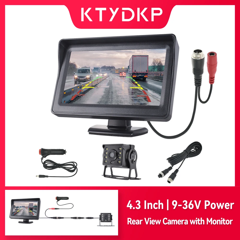 KTYDKP Car Rear View Camera with Monitor for Truck Vehicle Parking 4.3