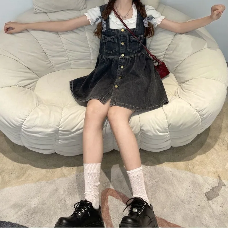 

Temperament French Denim Strap Skirt 2026 Summer Slim-fit Women's Dress