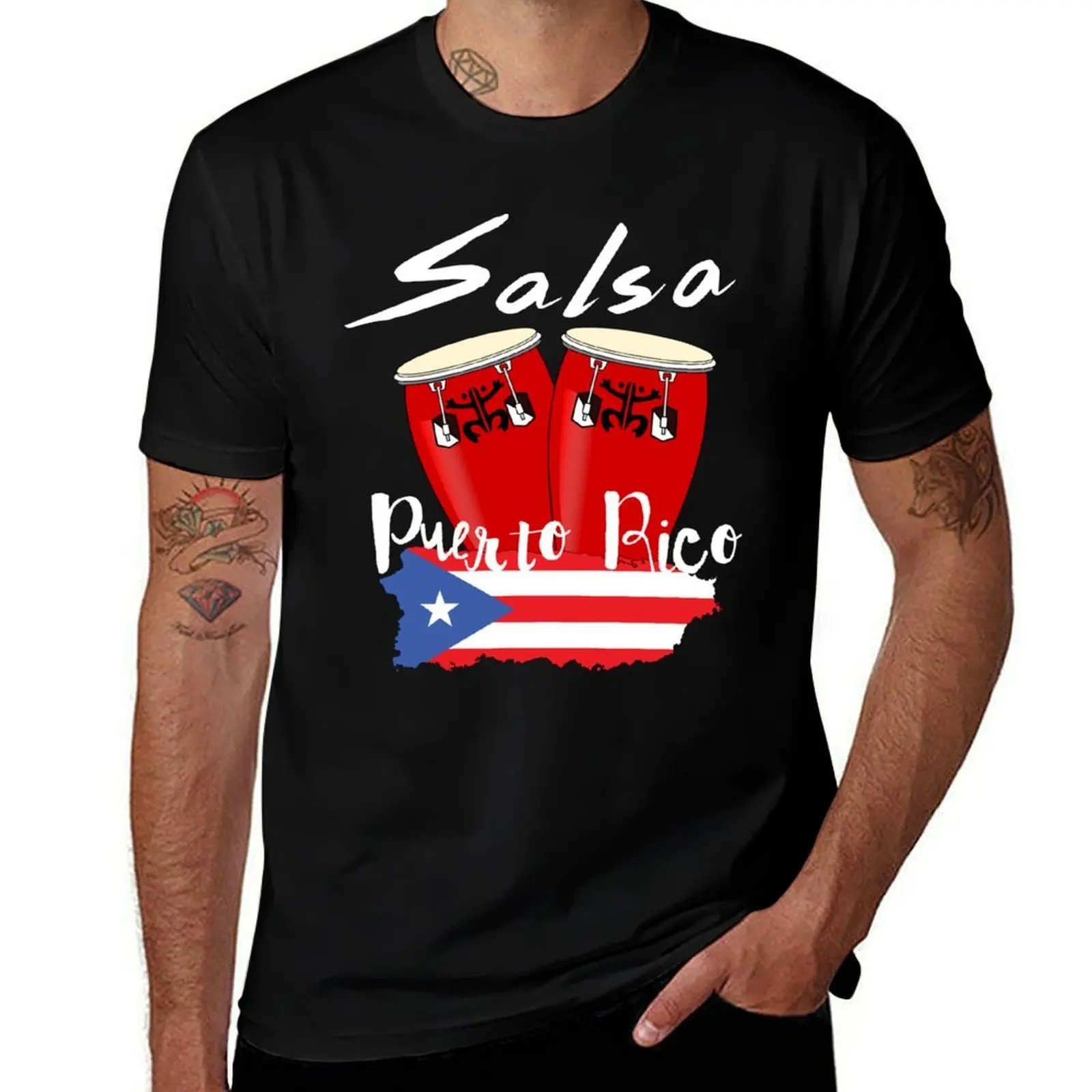 Puerto Rico Salsa T-Shirt Casual Breathable Short Sleeve Top T-Shirt