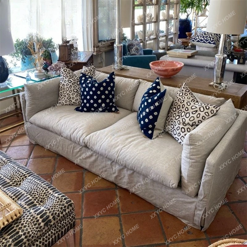 

L Three-person Sofa Removable and Washable Homestay Light Grey Sofa