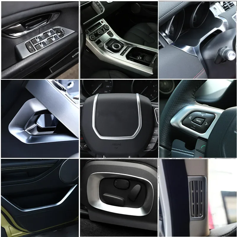 For Land Rover Range Rover Evoque 2012-2018 ABS Chrome Interior Kit Dashboard Center Console Gear Shift Panel Cover Trim Sticker