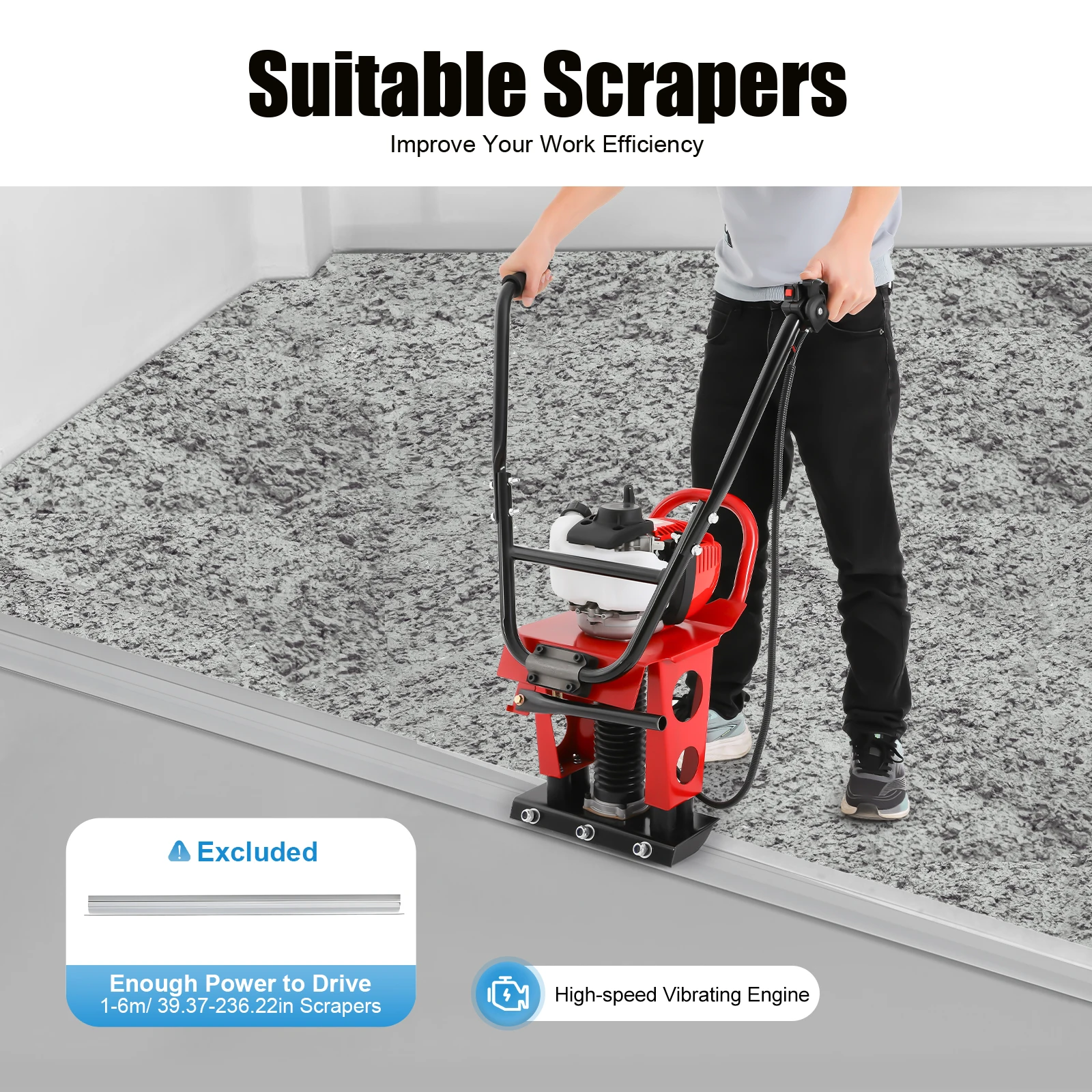 هزاز الخرسانة 1.2HP محرك البنزين تهتز آلة تسوية الأرضية الاسمنتية الخرسانية أداة التسوية والبناء