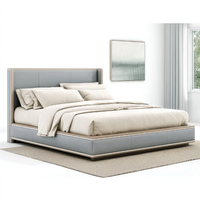 

# Современная регулируемая трансформируемая кровать King Size из массива дерева с мягкой обивкой
