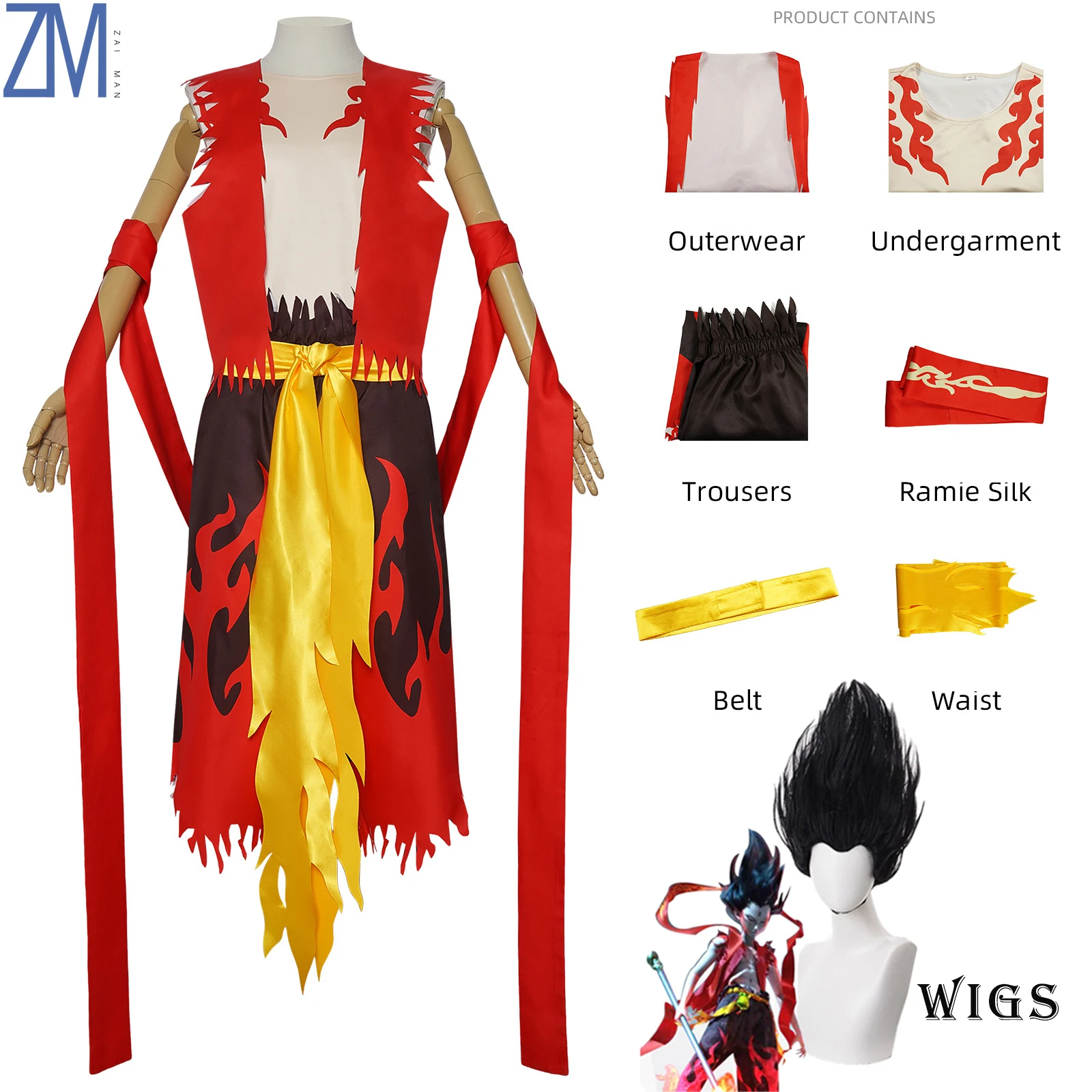 Nezha Big Fit Stesso Film Nezha Demon Costumi Cosplay Ne Zha Devil Boy Abiti Parrucca Abbigliamento Halloween per Donne Uomini Ragazzo Ragazza Festa