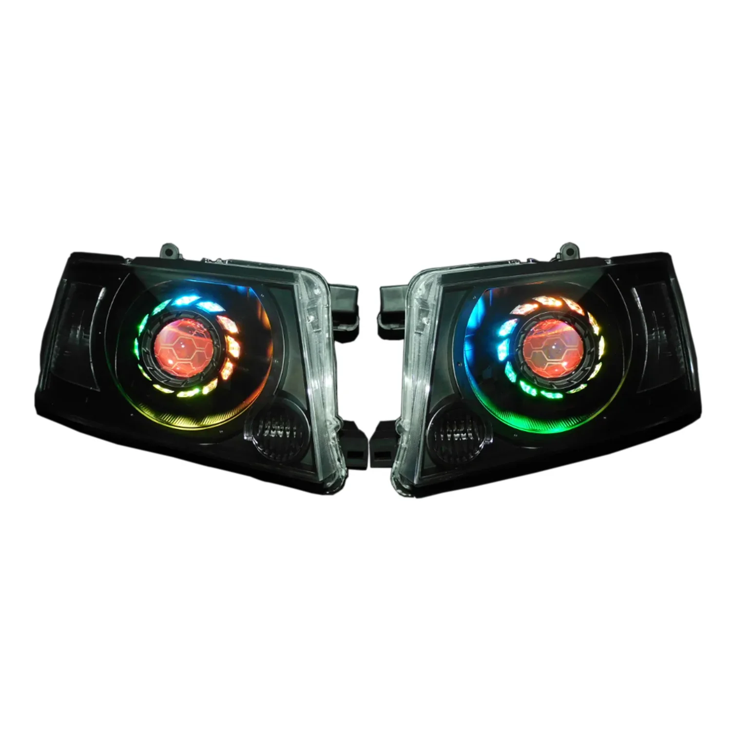 RGB honeycomb C type headlight bi-led projector lens headlamp for nissan patrol y61 gu