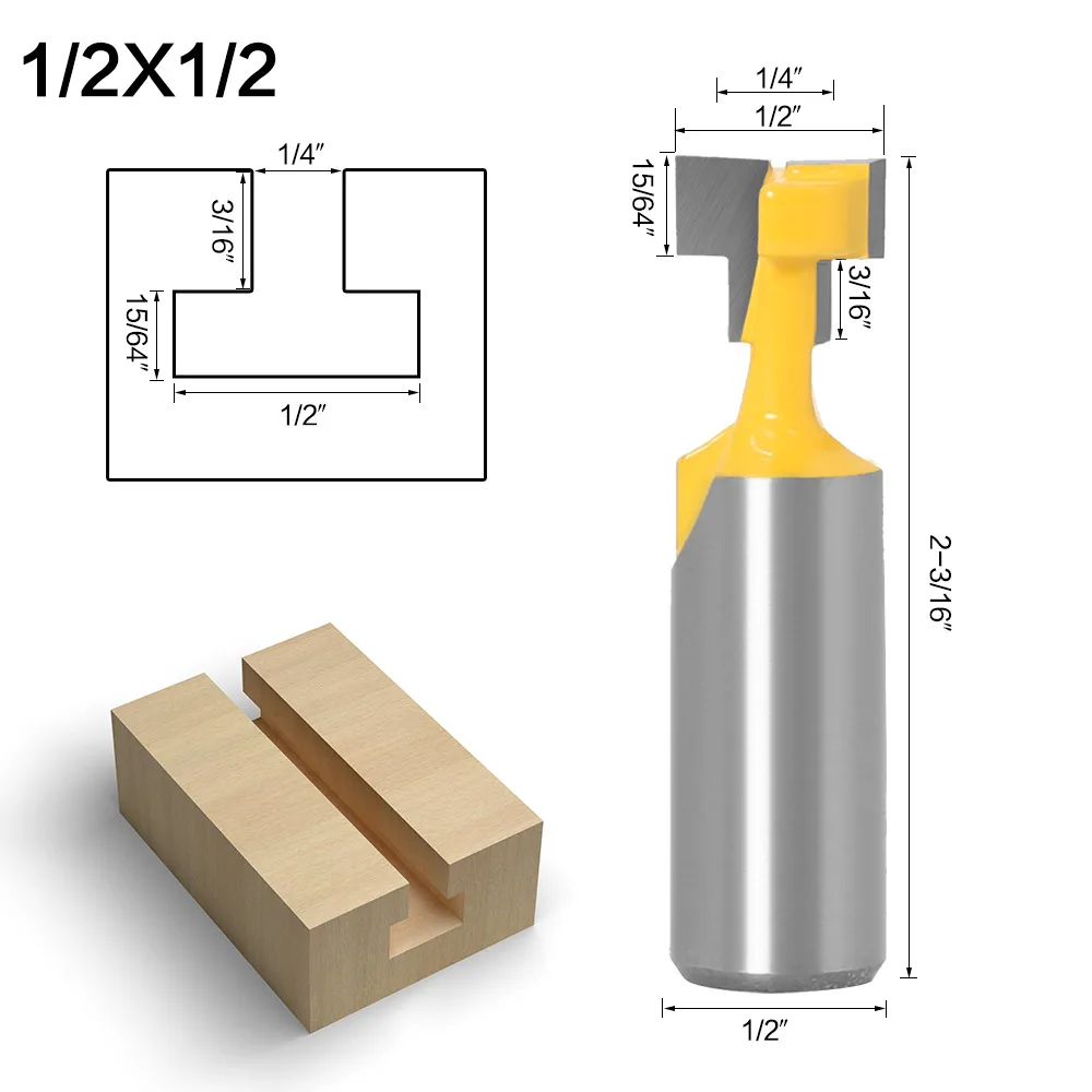 1PC 1/2 "12.7MM 12MM Gambo Fresa Intaglio del Legno T-Slot Cutter Router Bit Hex Bullone Keyhole Fresa Strumento di Lavorazione Del Legno