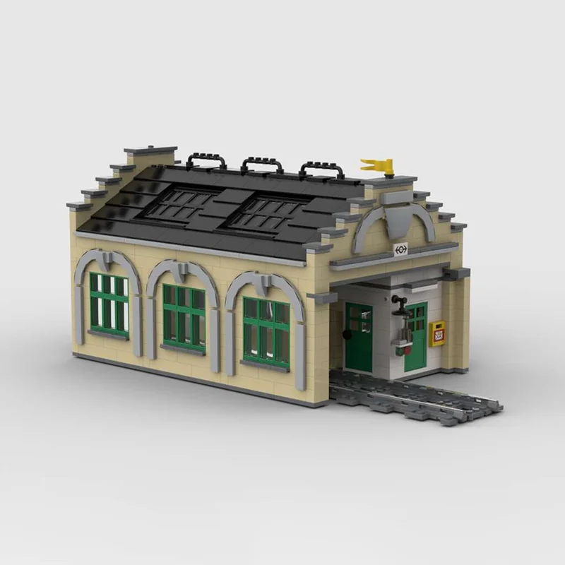 989 قطعة MOC Eisenbahn Wagenschlosserei نموذج السكك الحديدية ألعاب مكعبات البناء العمارة لتقوم بها بنفسك فكرة هدية الكريسماس التعليم عيد ميلاد #2