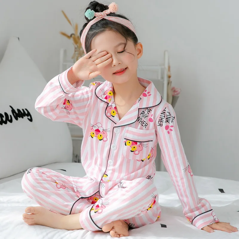 Children pajamas Long Sleeve 100% Cotton Pyjamas Kids Clothes Sets Cartoon Boys Sleepwear Nightwear Teenager Homewear for girls