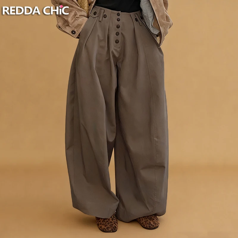 

REDDACHIC мужские классические брюки на пуговицах Cleanfit однотонные карманы со складками широкие брюки костюмные брюки ретро повседневная рабочая повседневная одежда