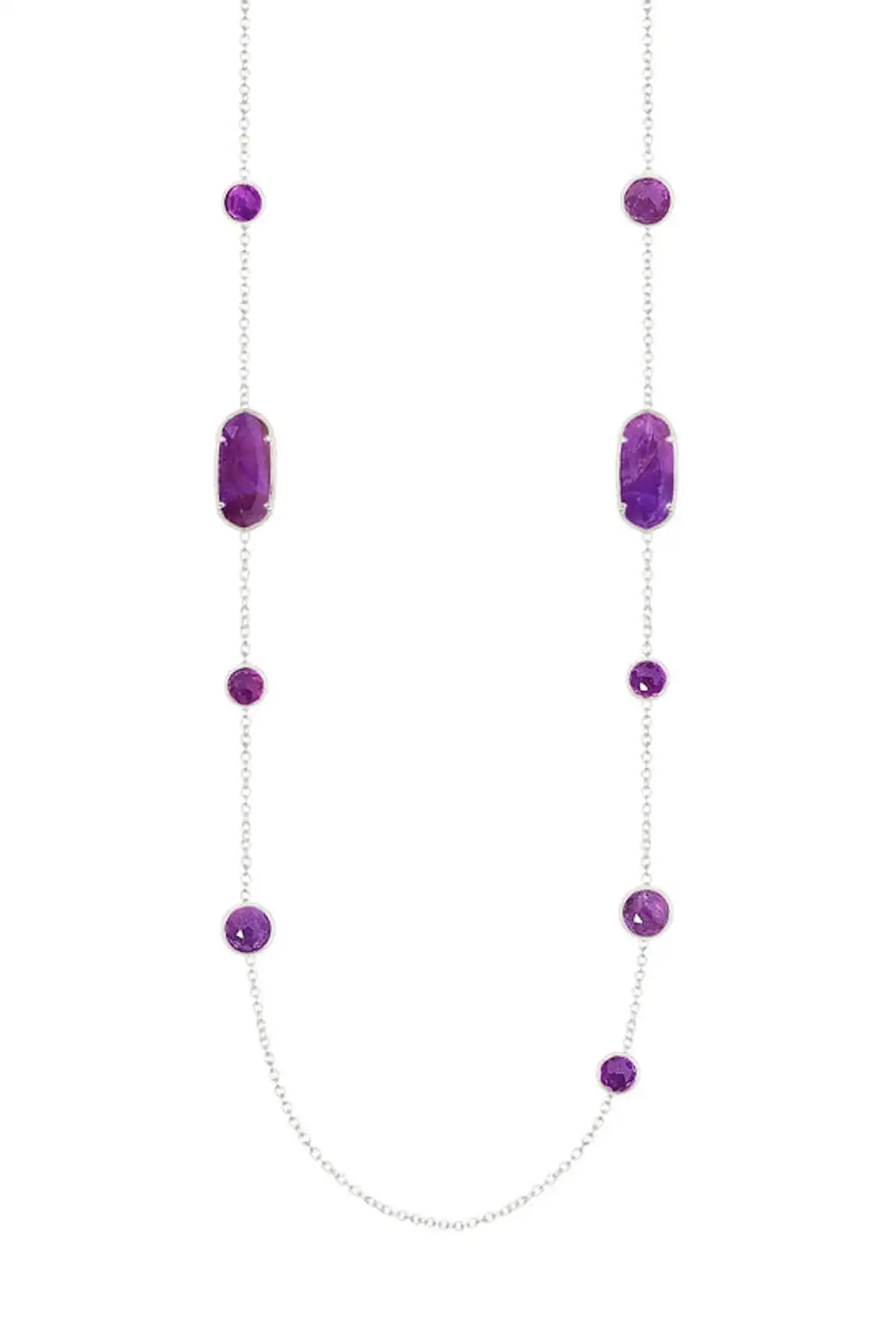 Natural Gemstone Ashley Station Necklace Amethyst Lapis Hematite Amazonite Labradorite- Mixed Stones Jewelry for Women