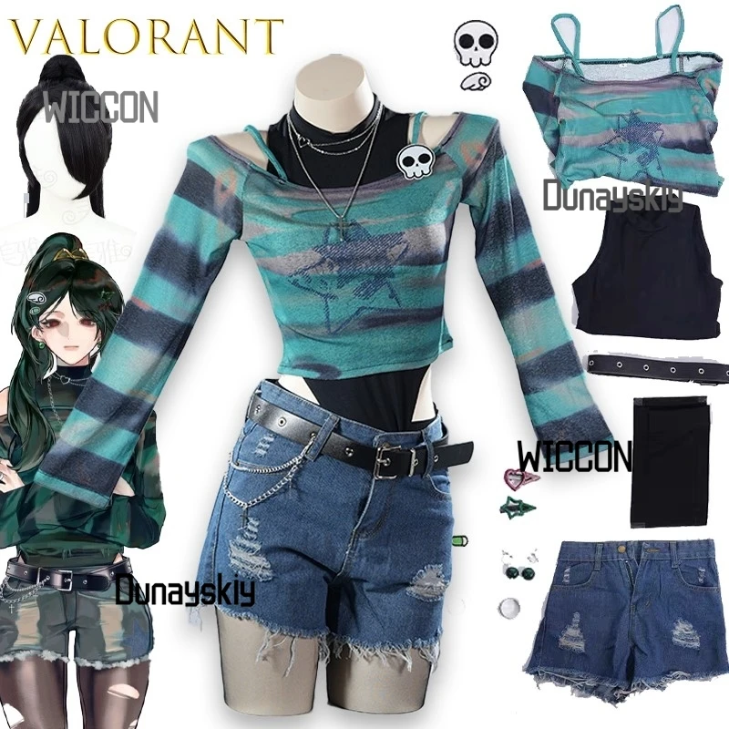 

VALORANT Sage Косплей Наряд Повседневный Джинсовый Костюм Игровой Персонаж Аутентичный Косплей Костюм Kawaii Сексуальная Вечеринка Хэллоуин Cos