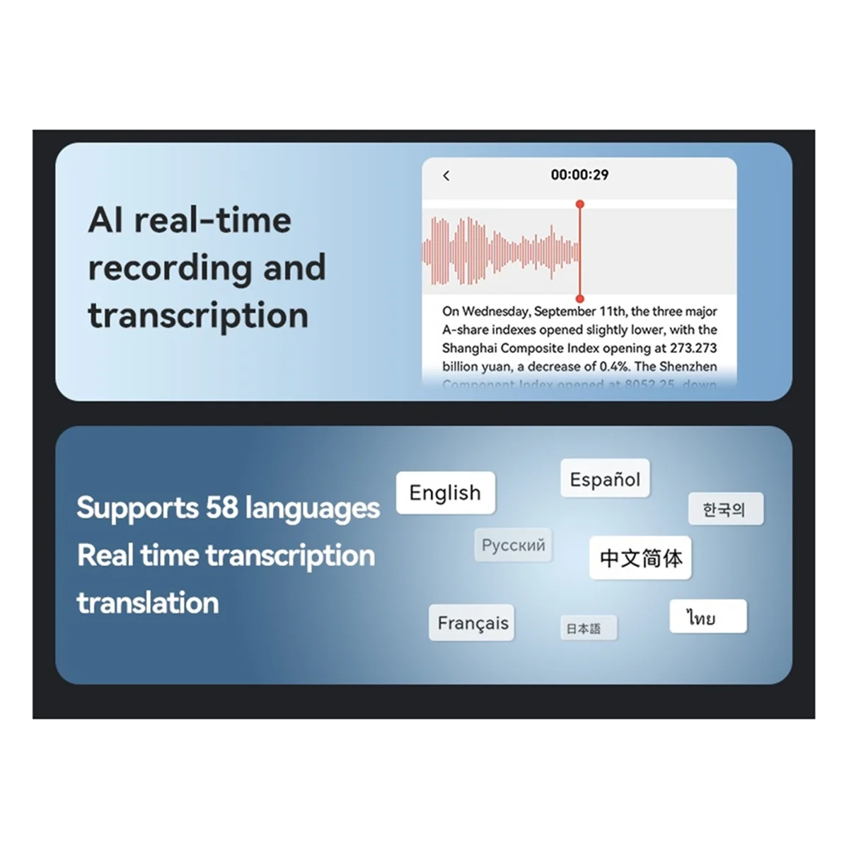 

ABAN AI ChatGPT-4 App Phone Call Activated Voice Recorder Transcribe Summarize LanguageTranslation Smart Magnet Adsorb 32GB