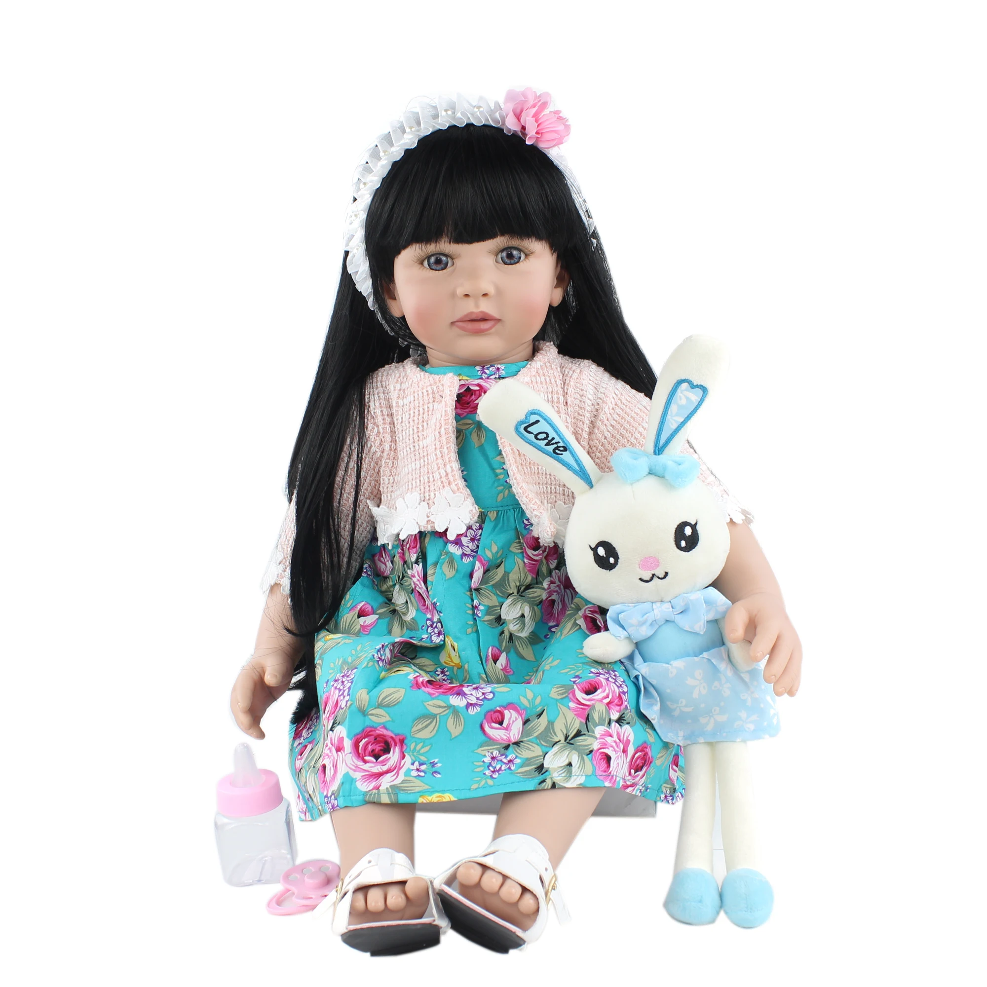 BZDOLL 60cm Soft Silicone Reborn Toddler Doll For Girl Cloth Body Princess Baby Lovely Girl Birthday Gift Play House Toy