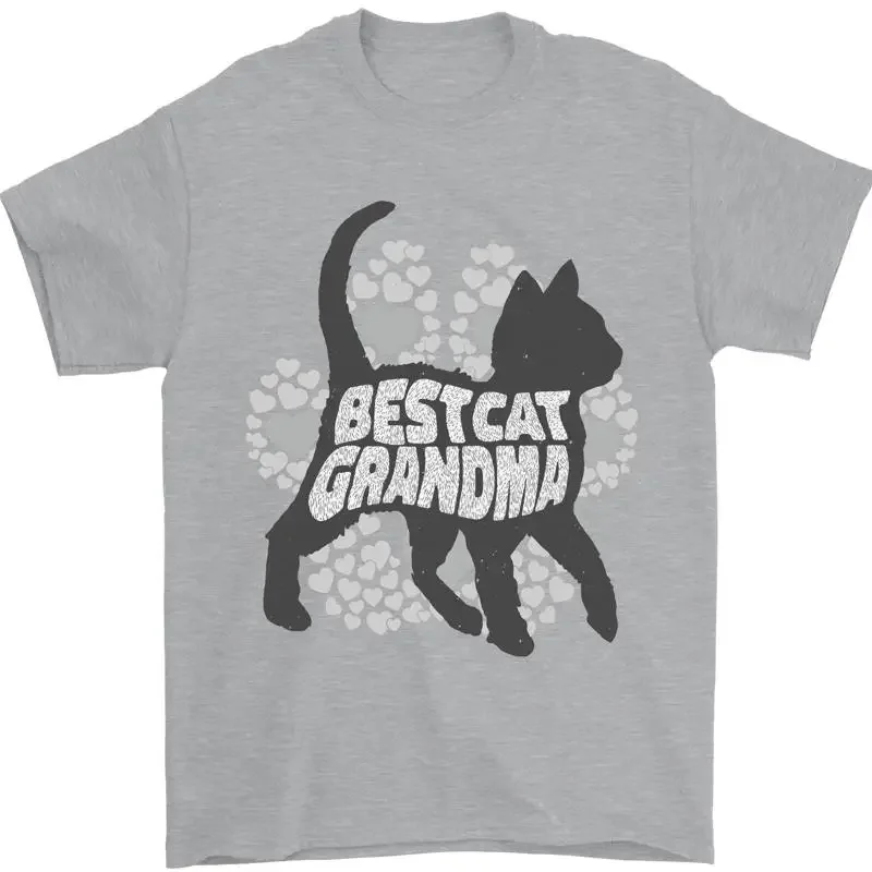 

Best Cat Grandma Graphic Tee Soft Breathable Short Sleeve Crew Neck T-Shirt for Men