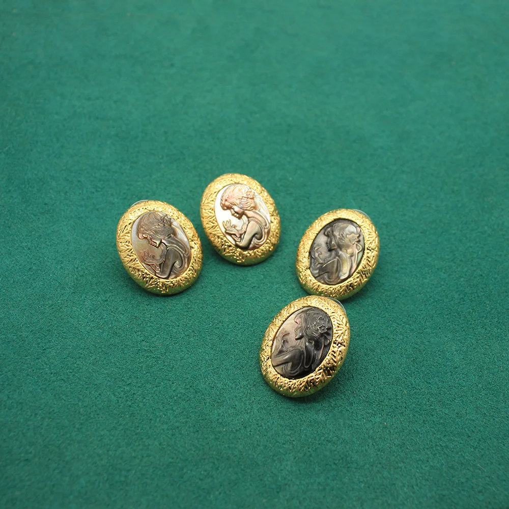 

Винтажные ювелирные изделия, элитные овальные черные перламутровые резные серьги в стиле ретро